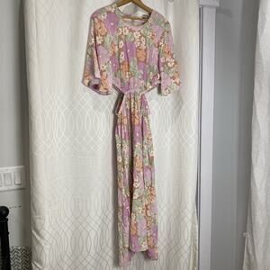 &other stories size 8 cutout side pink floral midi dress